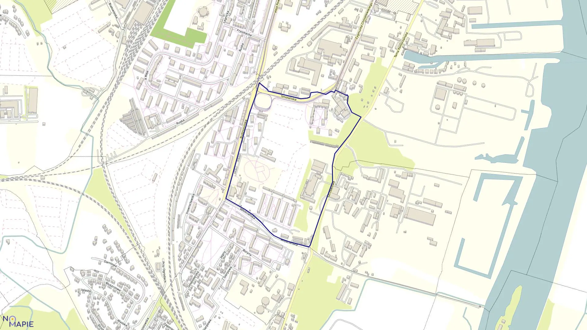 Mapa obrębu Śródmieście 64 w mieście Szczecin