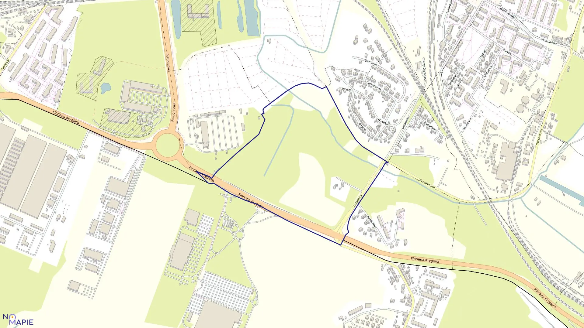 Mapa obrębu Śródmieście 71 w mieście Szczecin