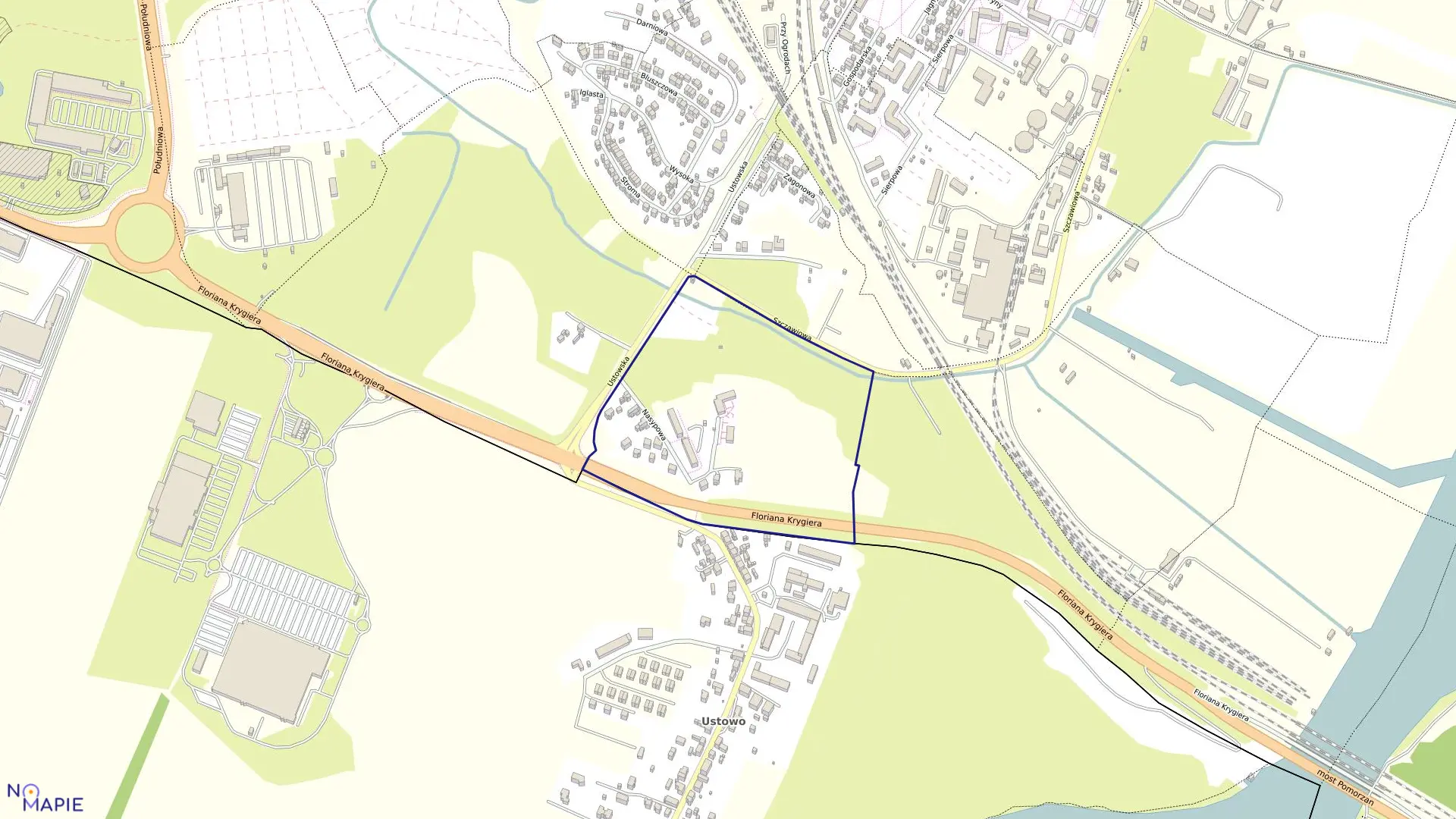 Mapa obrębu Śródmieście 74 w mieście Szczecin