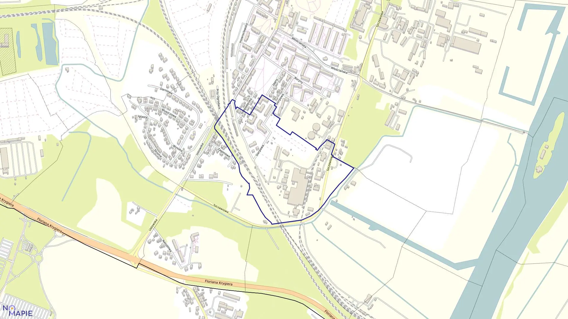 Mapa obrębu Śródmieście 75 w mieście Szczecin