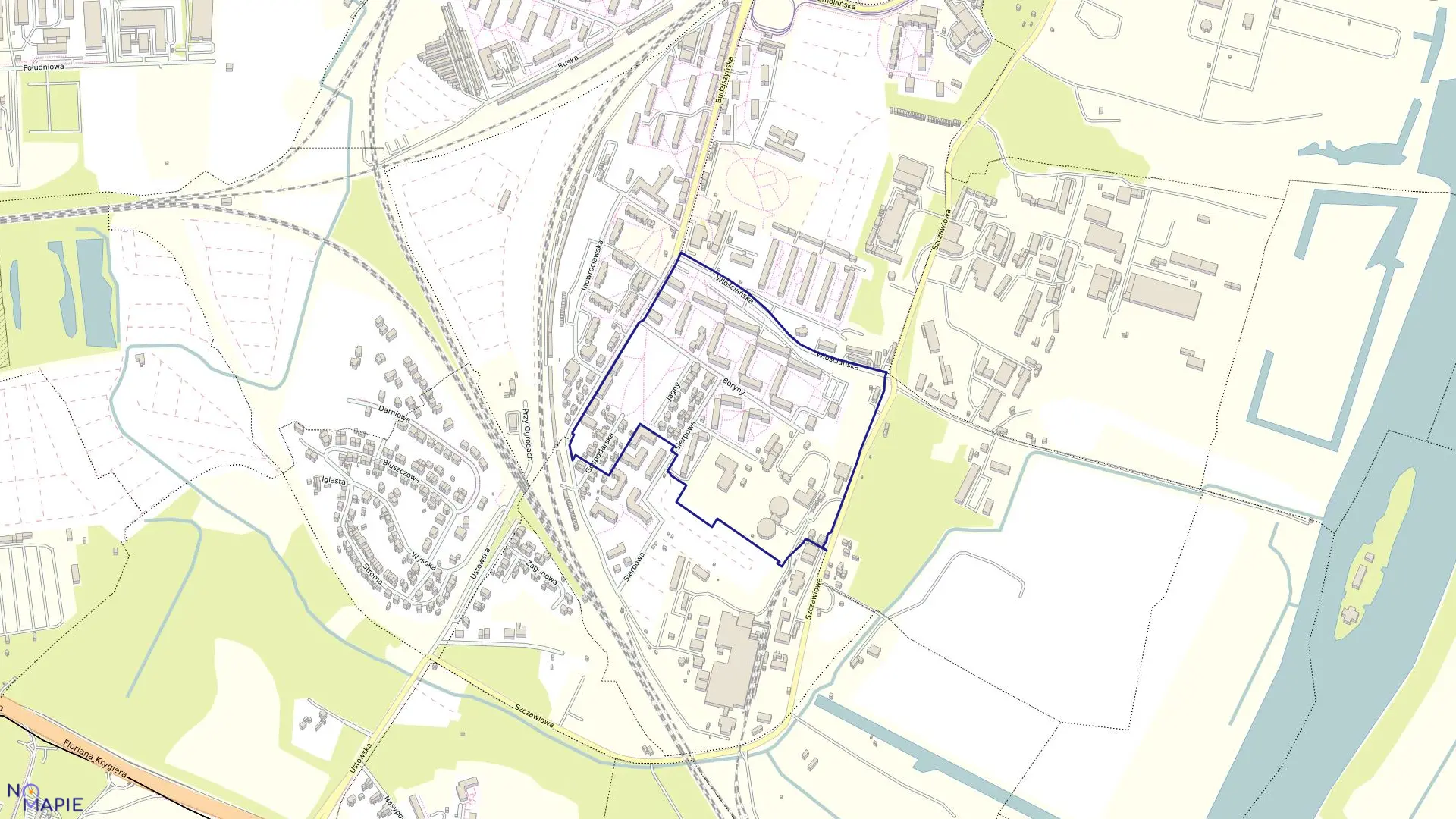 Mapa obrębu Śródmieście 77 w mieście Szczecin