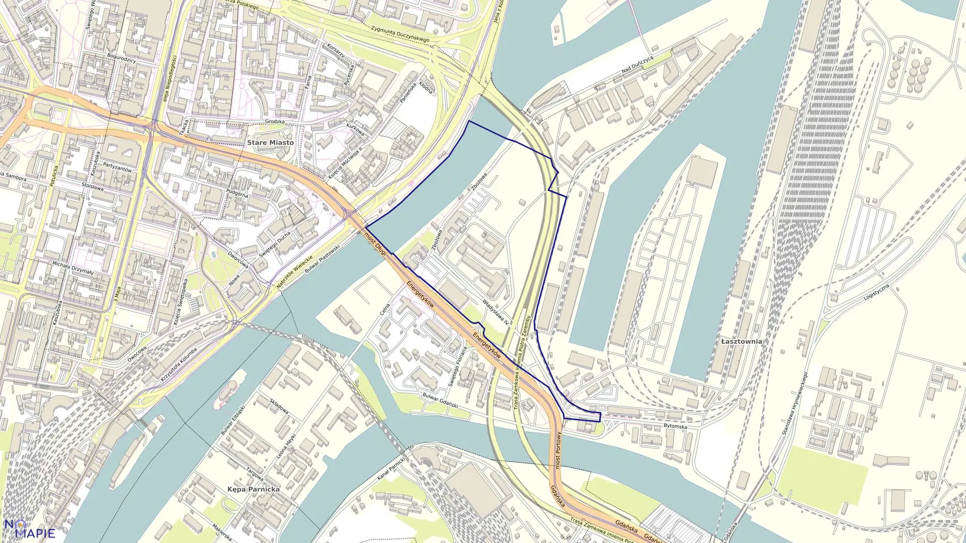 Mapa obrębu Śródmieście 85 w mieście Szczecin