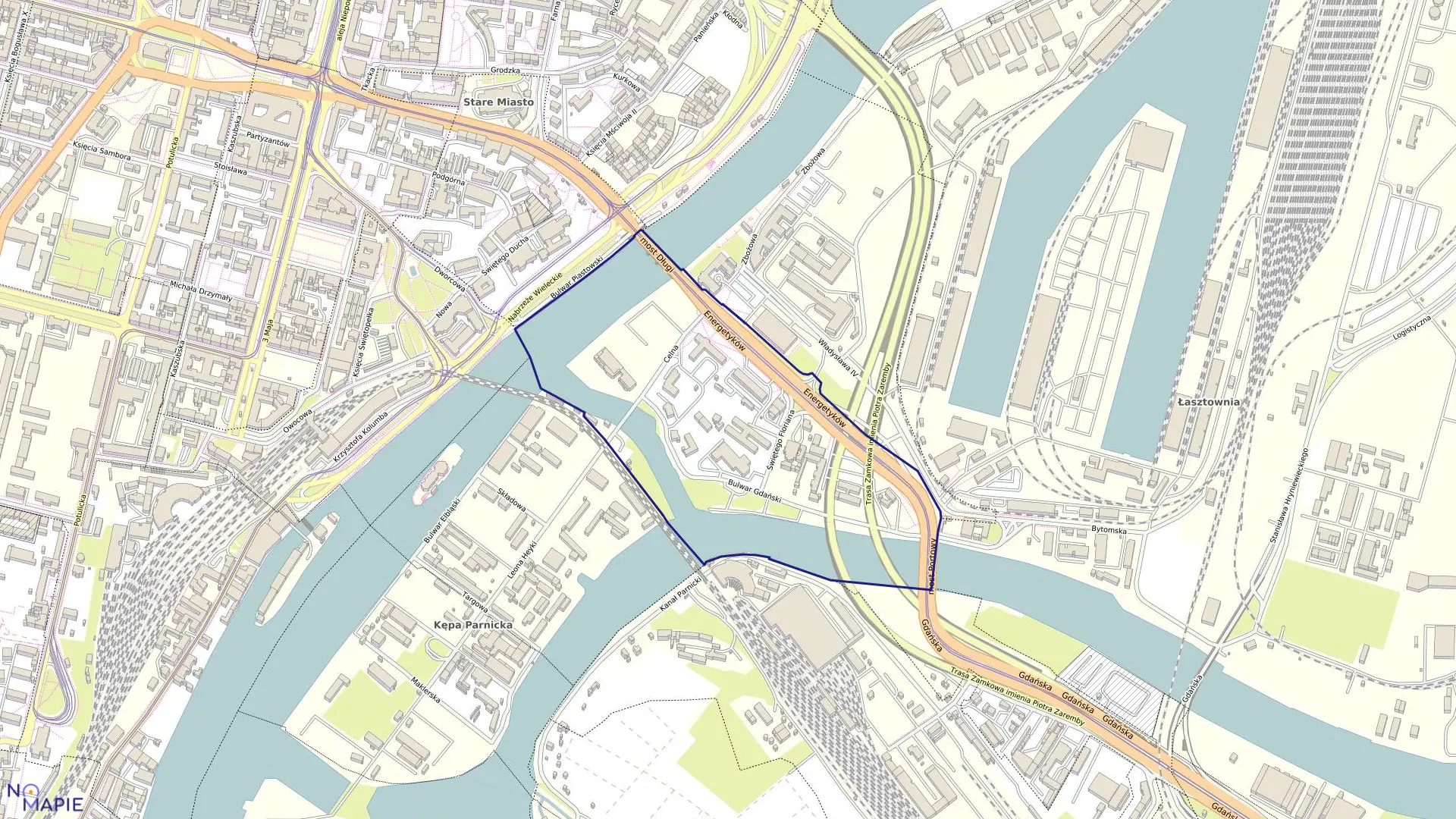 Mapa obrębu Śródmieście 86 w mieście Szczecin