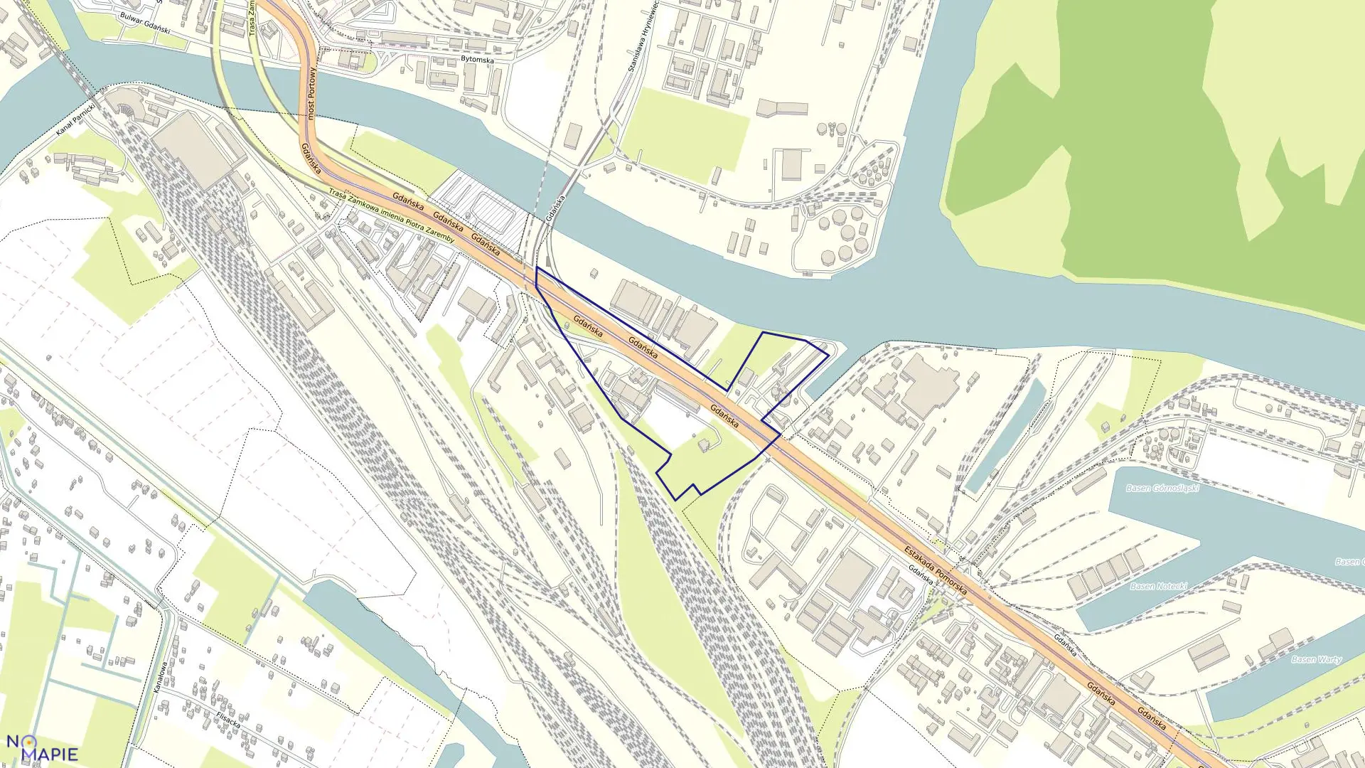 Mapa obrębu Śródmieście 92 w mieście Szczecin