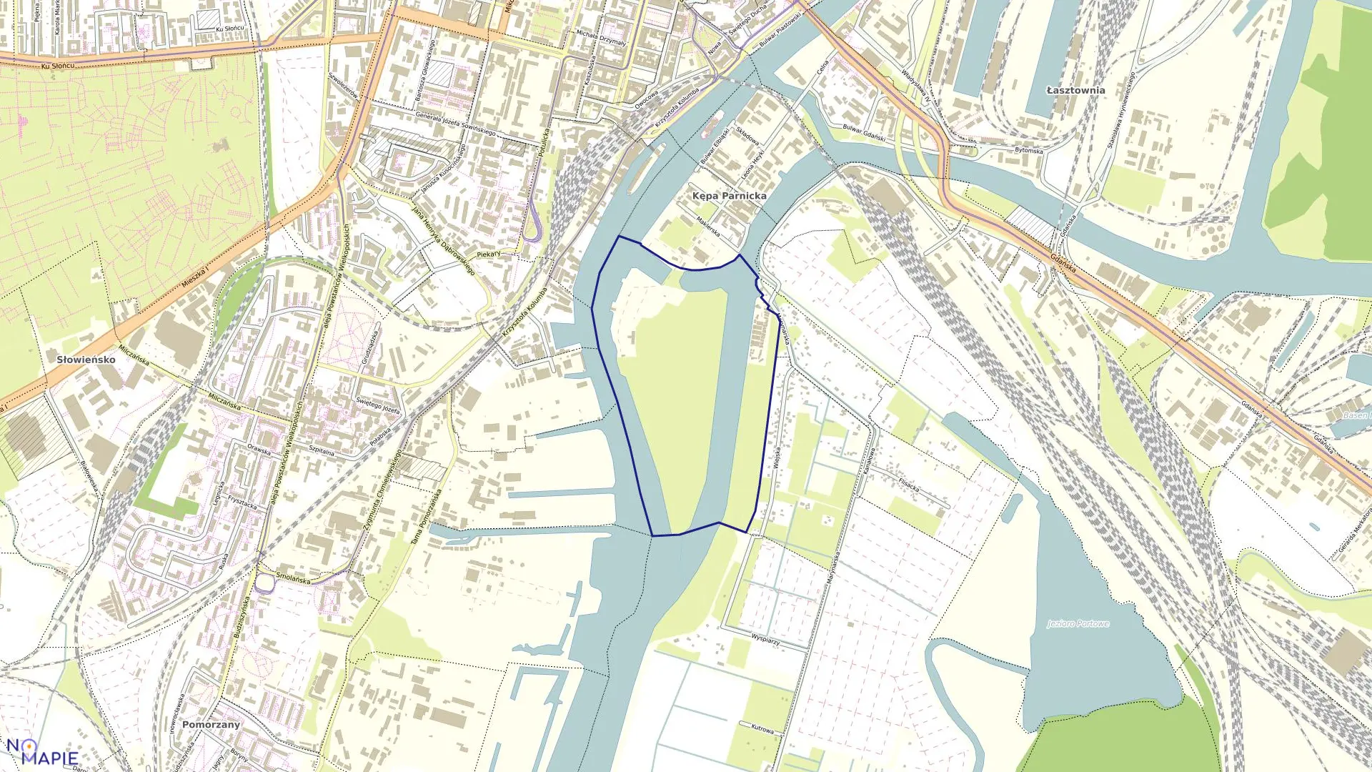 Mapa obrębu Śródmieście 96 w mieście Szczecin